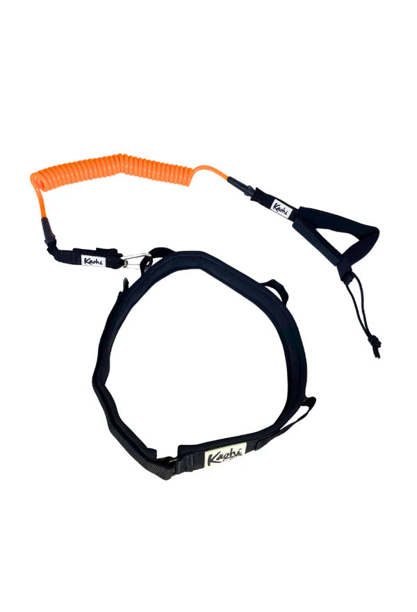 Kāohi Combo: Continuous  Coil 8mm Leash + Padded Black Belt™