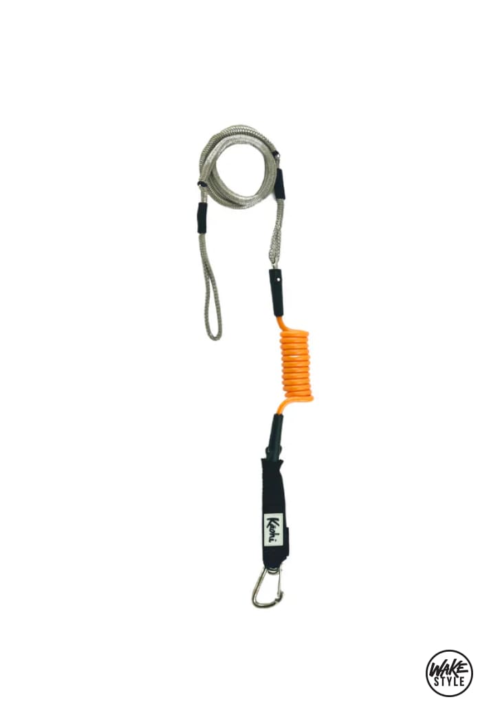 Kaohi Inviz Leash™ - Hybrid Designed For Downwind Foiling Inviz With Carabiner / Clip Orange