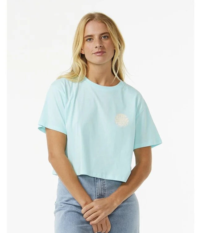 RIP CURL WETTIE ICON CROP TEE - SKY BLUE